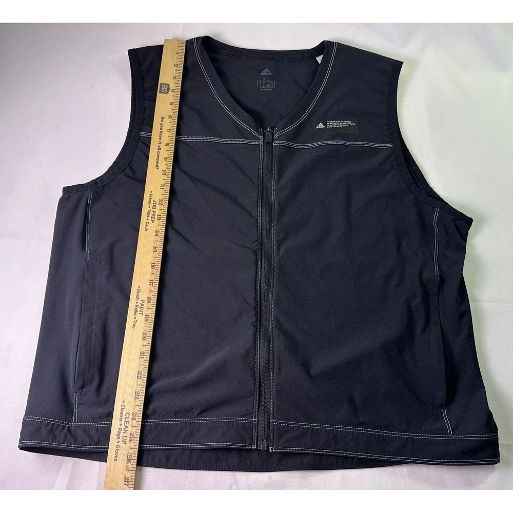 Adidas Sport Performance Full Zip Vest Black White Stitching Gorpcore‎ Men's XL